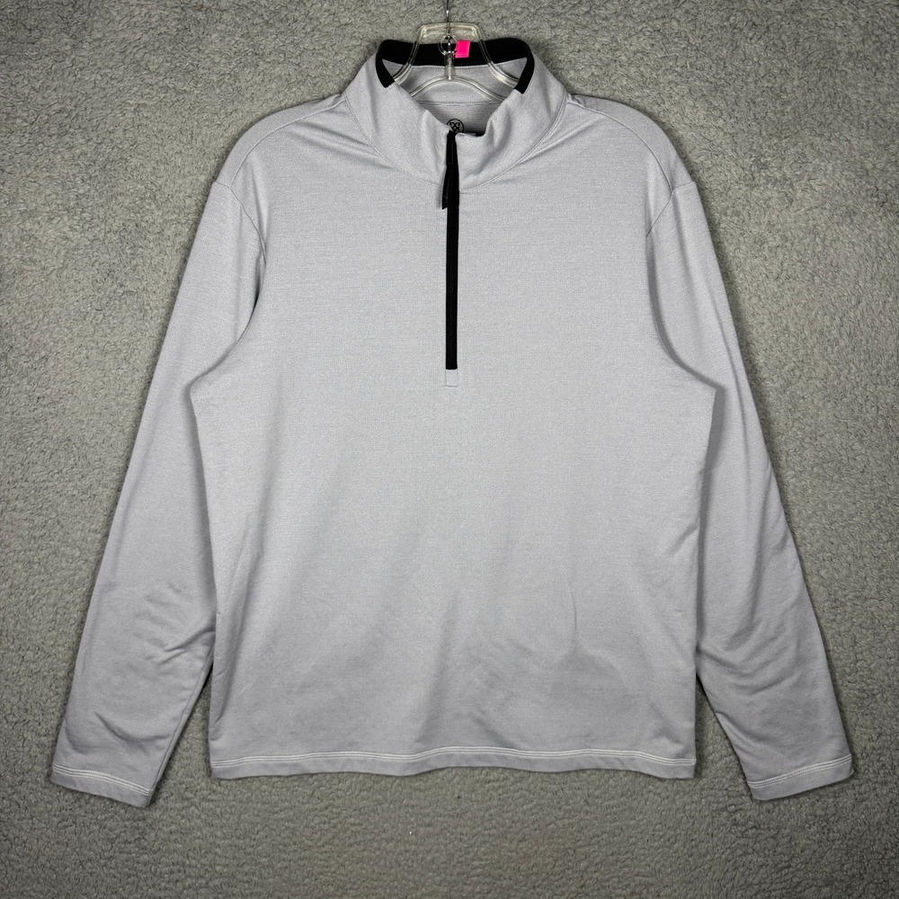 G/FORE Mens Brushed Back Teck Light Gray Quarter Zip Golf Pullover Size Medium